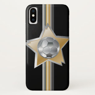 金および銀製の効果のサッカーボールの星 iPhone X ケース