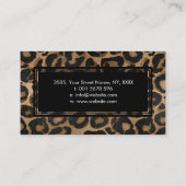 金および黒いグリッターのヒョウのジャガーのプリント 名刺 (裏面)