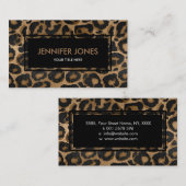 金および黒いグリッターのヒョウのジャガーのプリント 名刺 (正面/裏面)