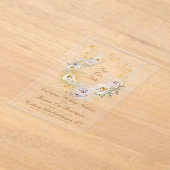 金お洒落のフローラリース写真の保存日付 アクリル招待状 (レイダウン)