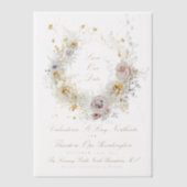 金お洒落のフローラリース写真の保存日付 ベラム紙招待状 (正面)