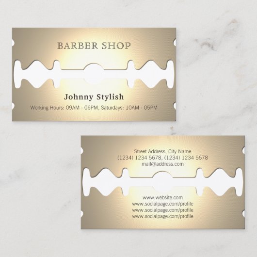 金かみそりのおもしろいでフェイクな一見 名刺 (正面/裏面)