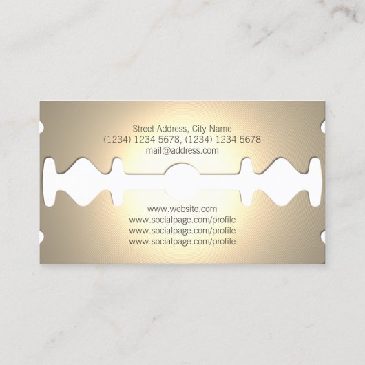 金かみそりのおもしろいでフェイクな一見 名刺 (裏面)