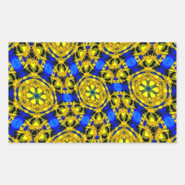 金かわいらしの花柄 長方形シール