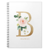 金かわいらしフェイク箔フローラレターBモノグラム ノートブック (正面)