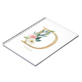 金かわいらしフェイク箔フローラレターDモノグラム ノートブック (左側)