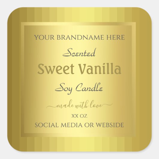 金かわいらし属製品包装ラベル金ゴールド効果 スクエアシール (正面)