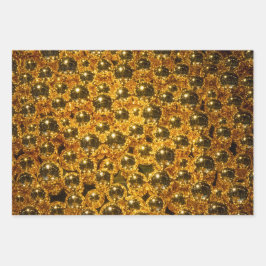 金きらめくのクリスマスボール包み紙! ラッピングペーパーシート