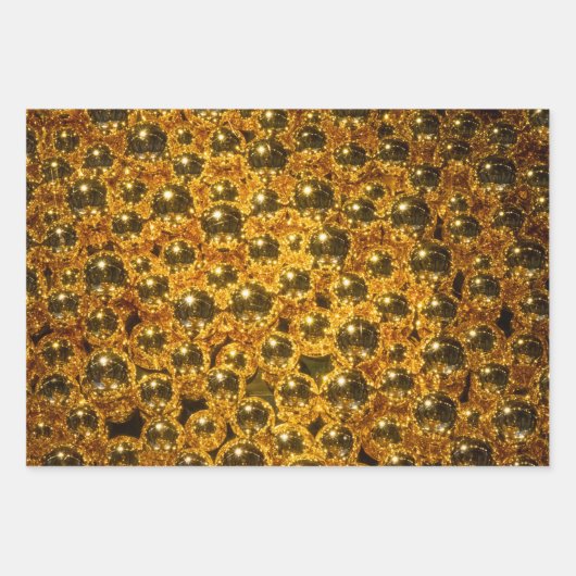 金きらめくのクリスマスボール包み紙! ラッピングペーパーシート (正面3)