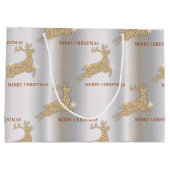 金きらめくのトナカイ銀クリスマス ラージペーパーバッグ (裏面)