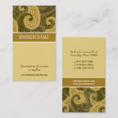 金こはく色のペイズリーのトリミングの名刺 名刺 (正面/裏面)