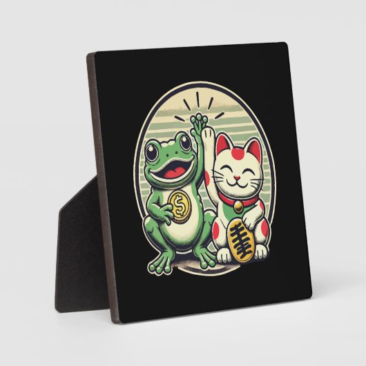 金ちゃん・招き猫 – 運と繁栄 フォトプラーク (正面)