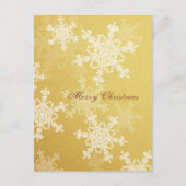 金とガーリー白のクリスマスの雪 シーズンポストカード (正面)