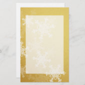 金とガーリー白のクリスマスの雪 便箋 (正面/裏面)