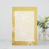 金とガーリー白のクリスマスの雪 便箋 (スタンド正面)