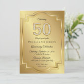 金とダイヤモンドの50歳の誕生日記念日 招待状 (スタンド正面)