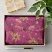金とピンクのクリスマスポインセチアの花 薄葉紙 (ギフト)