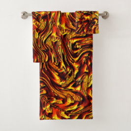 金と珊瑚色または鮮やかな赤のテクスチャ バスタオルセット