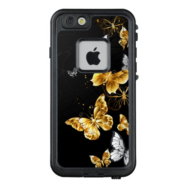 金と白い蝶々 LifeProof iPhoneケース (裏面)