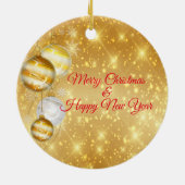 金と白のクリスマスボール セラミックオーナメント (裏面)