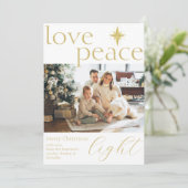 金と白のフラット写真ホリデーカード シーズンカード (スタンド正面)