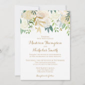 金と白の花のウェディング・招待状カード 招待状 (正面)