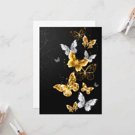 金と白の蝶 カード (正面/裏面インサイチュ)