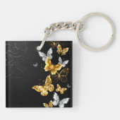 金と白の蝶 キーホルダー (裏面)
