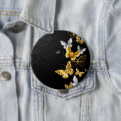 金と白の蝶 缶バッジ (インサイチュ)