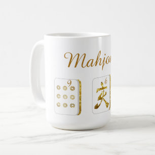 金と白の麻雀タイル コーヒーマグ コーヒーマグカップ
