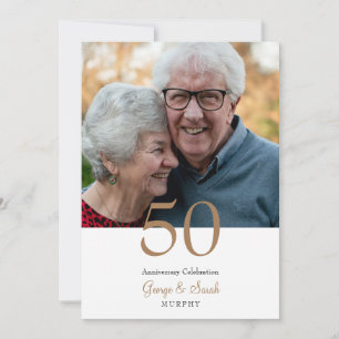 金と白の50周年記念パーティーの写真 招待状