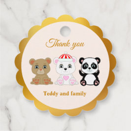 金と砂のベジュでキュートな3つのクマ フェイバータグ