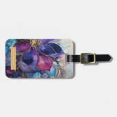 金と紫の花の荷物タグ ラゲッジタグ (正面横)