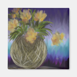 金と紫の花束 オリジナルアート マグネット