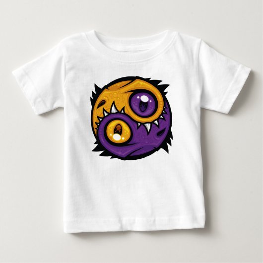 金と紫の陰陽ドラゴン ベビーTシャツ (正面)