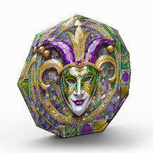 金と緑と紫のマルディグラ+道化師の仮面