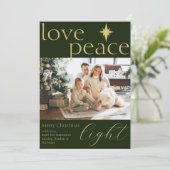 金と緑の平らな写真のホリデーカード シーズンカード (スタンド正面)