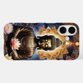 金と蓮の装飾が施されたエンジェル・仏陀の瞑想デザインのカバー Case-Mate iPhoneケース (裏面 (横))