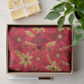 金と赤のクリスマスポインセチアの花 薄葉紙 (ギフト)