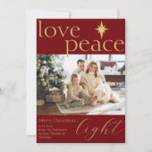 金と赤の平らな写真のホリデーカード シーズンカード (正面)