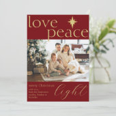 金と赤の平らな写真のホリデーカード シーズンカード (スタンド正面)