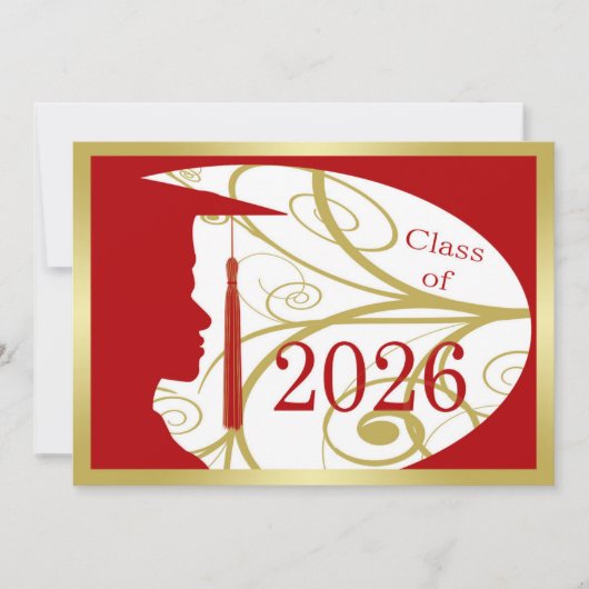 金と赤の男性シルエット 2026 カード (正面)
