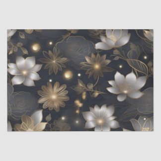 金と銀の花のデコパージュ / 薄葉紙