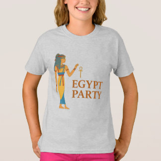 金と青の古代エジプトの女神とアンク Tシャツ
