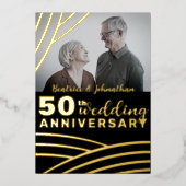 金と黒のエレガントな結婚50周年記念 箔招待状 (正面)