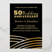 金と黒のエレガントな結婚50周年記念 箔招待状 (裏面)