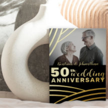 金と黒のエレガントな結婚50周年記念