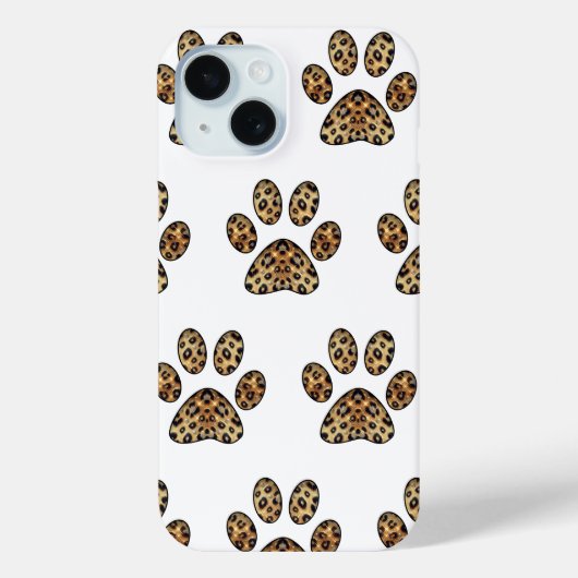 金と黒のヒョウ柄スパークル付き肉球プリント Case-Mate iPhoneケース (裏面)