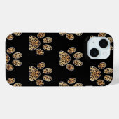 金と黒のヒョウ柄スパークル付き肉球プリント Case-Mate iPhoneケース (裏面 (横))