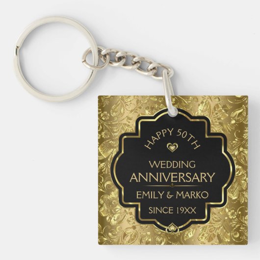 金と黒の結婚50周年記念 キーホルダー (正面)